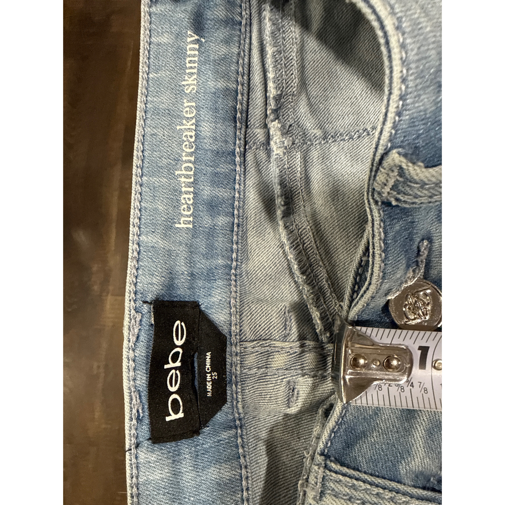 Bebe Heartbreaker Light Wash Denim Jeans in Blue - Picture 5 of 6